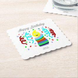 Birthday Candle Greetings Square Scalloped Coaster Underlägg Papper