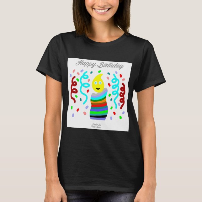 Birthday Candle Greetings Women's Black T Shirt (Framsida)