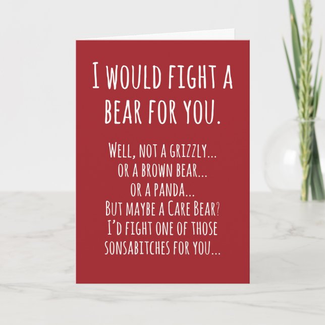 Birthday Card Bear Fight Kort (Framsida)