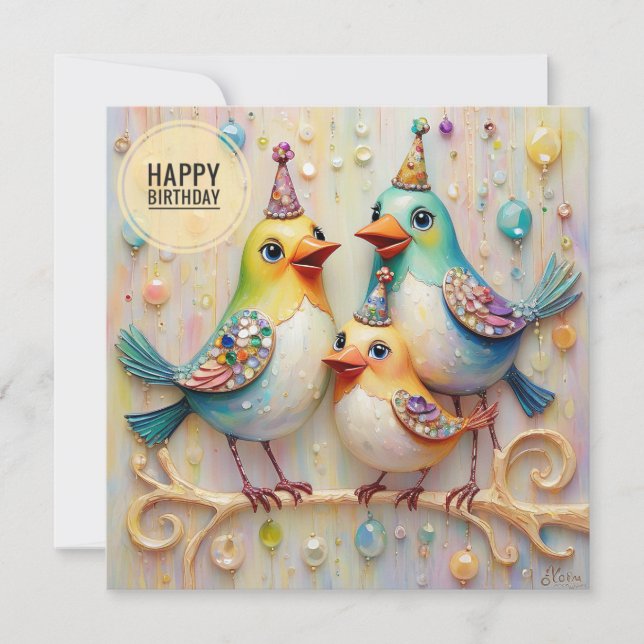 BIRTHDAY CARD ~ Cute Birds ~ (Framsida)