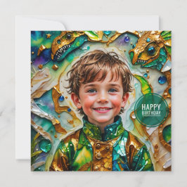 BIRTHDAY CARD ~ Dinosaur Fläkt ~ Young Boy ~