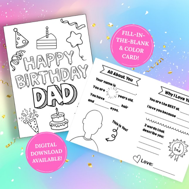 Birthday Card for Dad: Fill in the blank Kort (Skapare uppladdad)