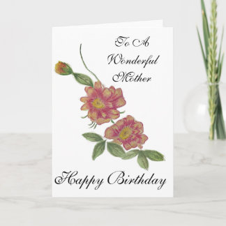 Birthday Card for your mum watercolour Pencil  Kort