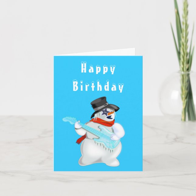 Birthday Card Funny Musical Snögubbe med Guitar Kort (Framsida)