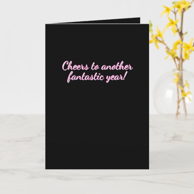 Birthday card in black and pink kort (Gul blomma)