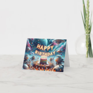 Birthday card in space tack kort