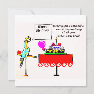 BIRTHDAY CARD - PARROT SAYYING GRATTIS PÅ FÖDELSED KORT