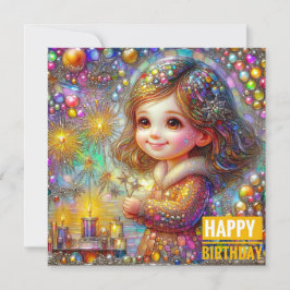 BIRTHDAY CARD ~ Retro Girl Ljus Visning ~