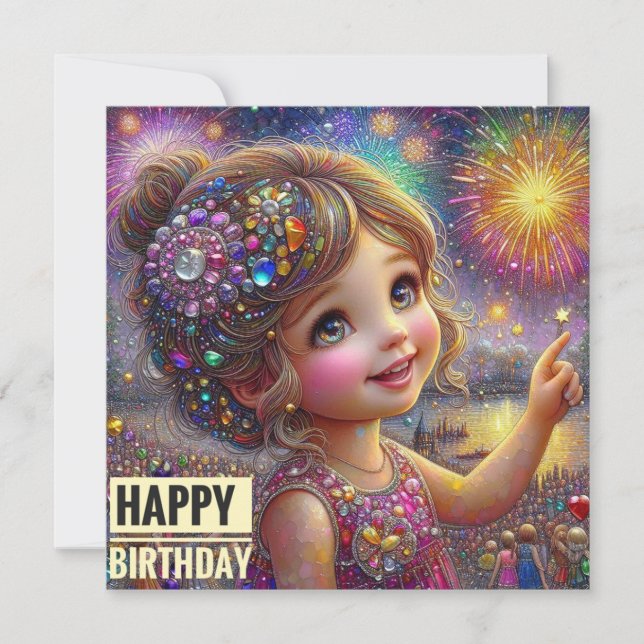 BIRTHDAY CARD ~ Sweet Girl ~ Harbor Fireworks ~ (Framsida)