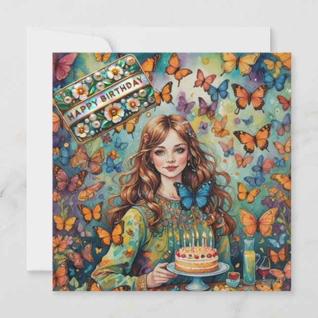 BIRTHDAY CARD ~ Teenager med födelsedagskalas ~ (Framsida)