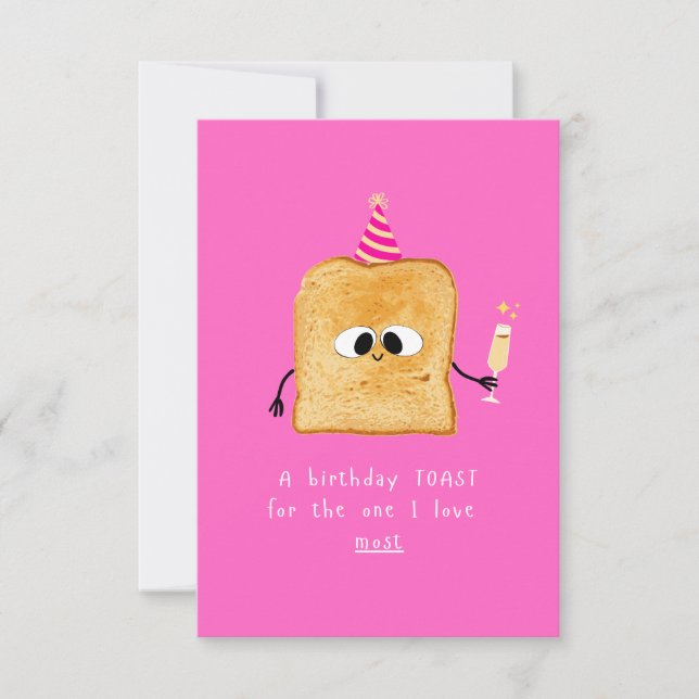 Birthday card Toast, simple, funny and cute design (Framsida)
