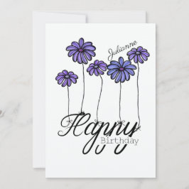 Birthday Card w Purple Flower Balloons and Name Kort