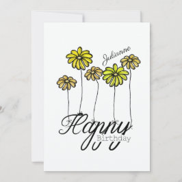 Birthday Card w Yellow Flower Balloons and Name Kort