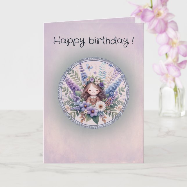 Birthday card, Wrapped in Flowers, Wrapped in Joy Kort (Orkide)