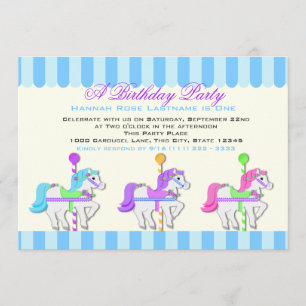 Birthday Carousel Ponies Inbjudningar
