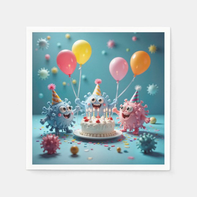 Birthday Cartoon Germ Party Fun Pappersservett (Framsidan)