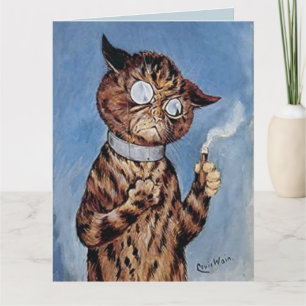 BIRTHDAY CAT PAPPA CIGAR LOUIS WAIN CARD KORT