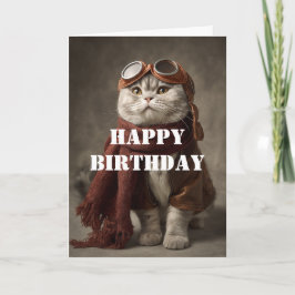 Birthday Cat Pilot Aviator Cool Funny Aviation Kort