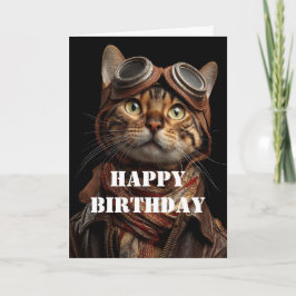 Birthday Cat Pilot Aviator Cool Funny Aviation Kort