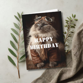 Birthday Cat Pilot Aviator Cool Funny Aviation Kort
