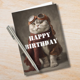 Birthday Cat Pilot Aviator Cool Funny Aviation Kort