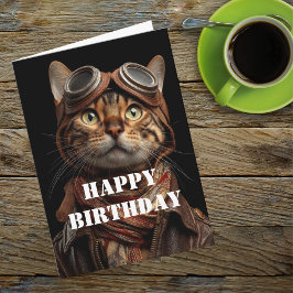 Birthday Cat Pilot Aviator Cool Funny Aviation Kort