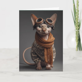 Birthday Cat Pilot Aviator Cool Funny Aviation Kort