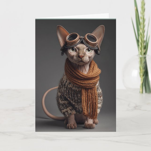 Birthday Cat Pilot Aviator Cool Funny Aviation Kort (Framsida)