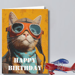 Birthday Cat Pilot  Funny Aviator Cool Aviation Kort