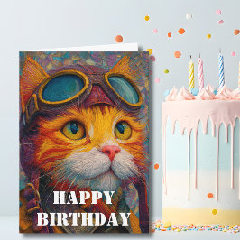 Birthday Cat Pilot  Funny Aviator Cool Aviation Kort