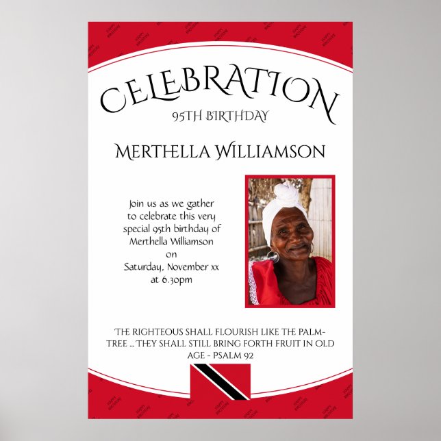 BIRTHDAY CELEBRATION Trinidad Flagga med Photo Poster (Framsidan)