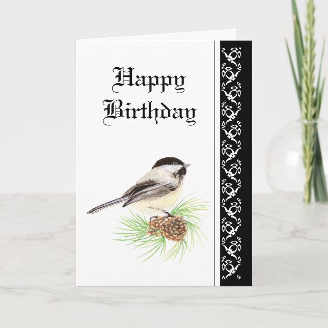 Birthday Chickadee med skripturvälsignelse inuti Kort (Framsida)