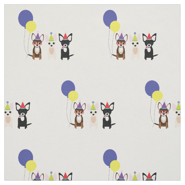 Birthday Chihuahua Fabric Tyg (Provkarta)