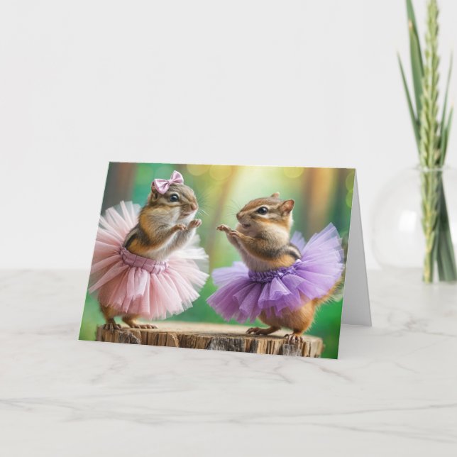 Birthday Chipmunks Dancing Kort (Framsida)