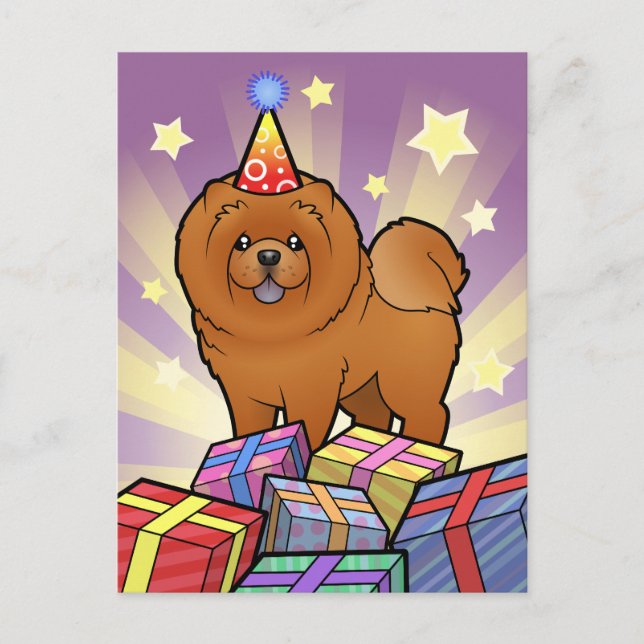Birthday Chow Chow Vykort (Framsida)