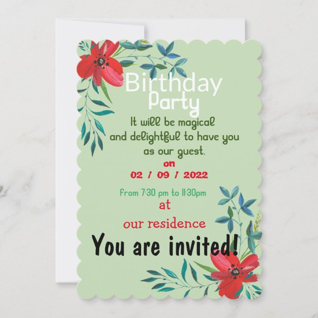 Birthday colors  invitation inbjudningar (Framsida)