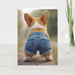 Birthday Corgi Hund Wearing Blue Jean Kort