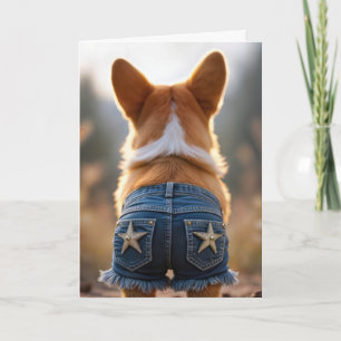 Birthday Corgi Hund Wearing Blue Jean Kort