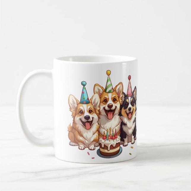 Birthday Corgi Hundar Kaffemugg (Vänster)