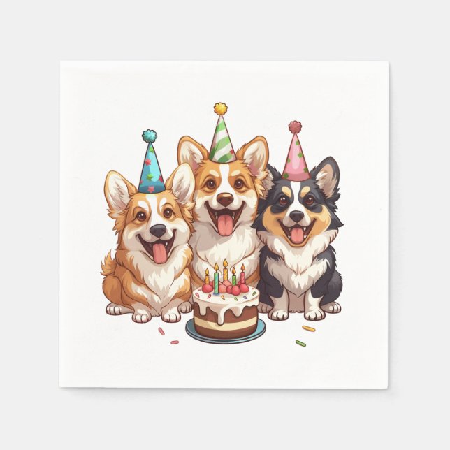 Birthday Corgi Hundar Pappersservett (Framsidan)