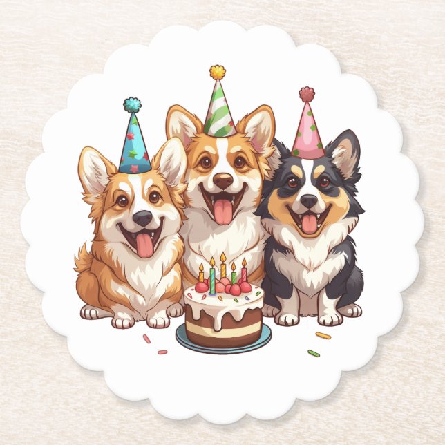 Birthday Corgi Hundar Underlägg Papper (Framsida)