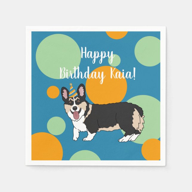 Birthday Corgi Pappersservett (Framsidan)