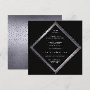 Birthday Corporate Party Grått Black Geometric Gul Inbjudningar