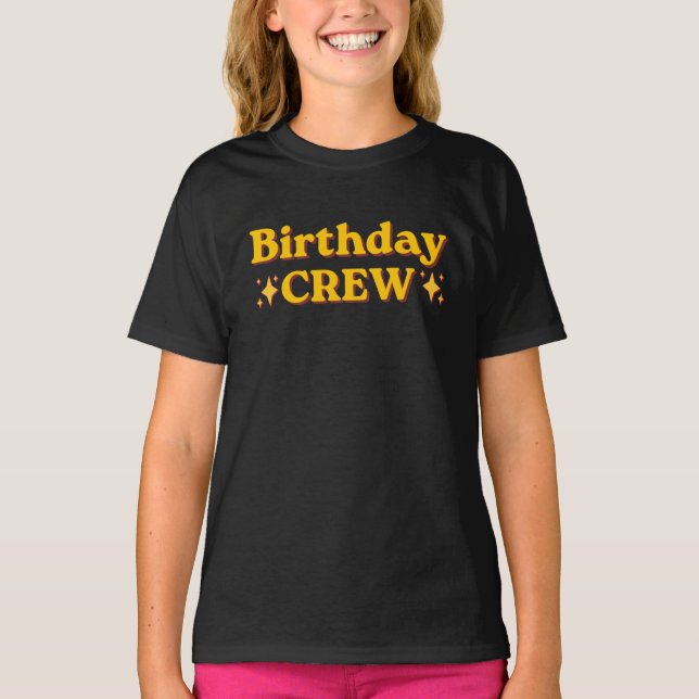 Birthday Crew Retro T Shirt (Framsida)