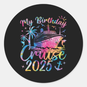Birthday Cruise 2025 Family Vacation Uni-vuxnas Bl Runt Klistermärke