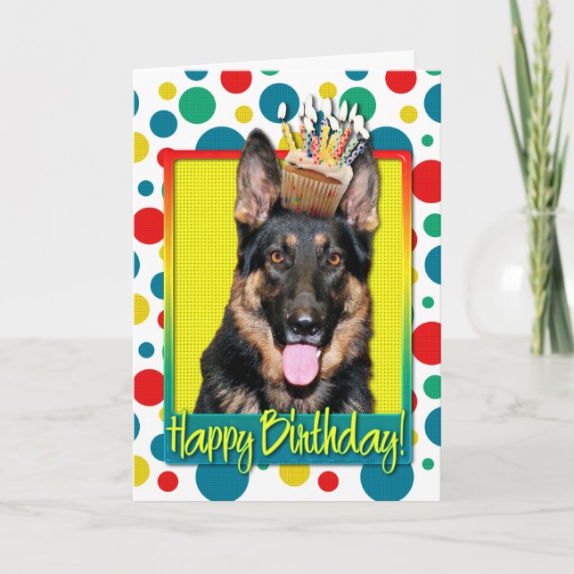 Birthday Cupcoa - German Shepherd - Kuno Kort (Framsida)