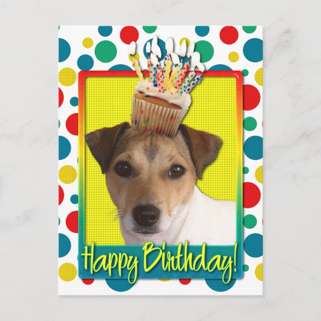 Birthday Cupkaka - Jack Russell Vykort (Framsida)
