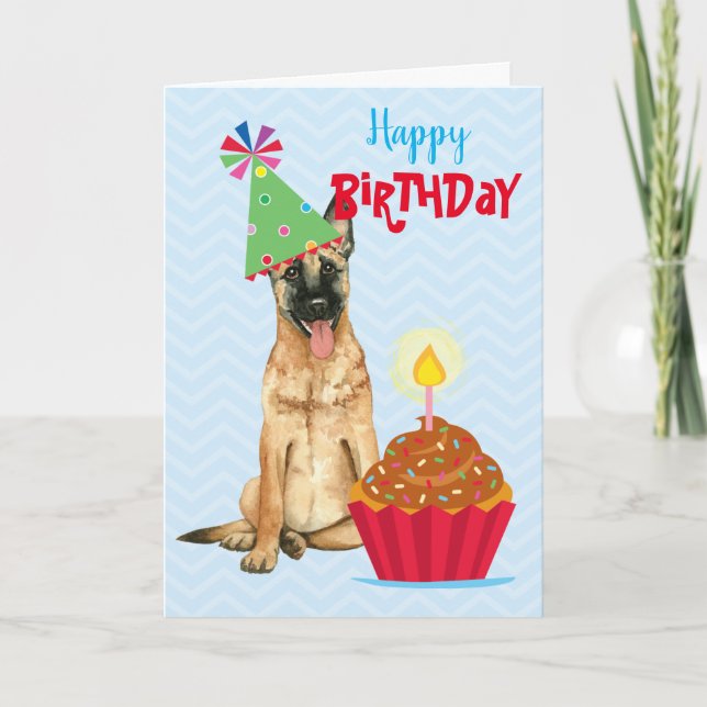 Birthday Cupkaka Malinois Kort (Framsida)