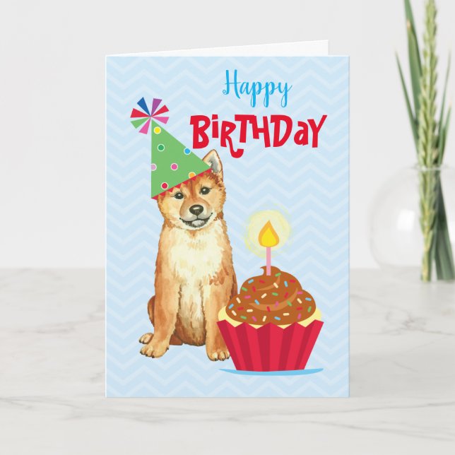 Birthday Cupkaka Shiba Inu Kort (Framsida)