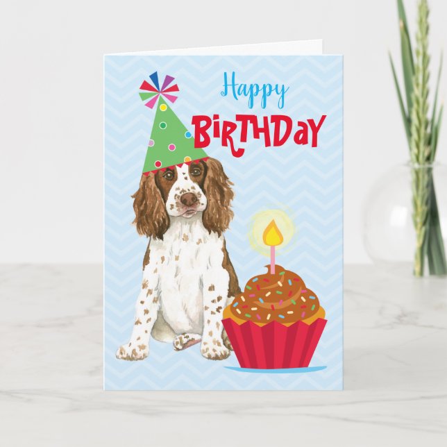 Birthday Cuptårta English Springer Spain Kort (Framsida)